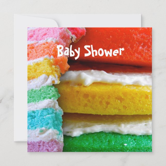 Rainbow Cake Baby Shower Invitation (Front)