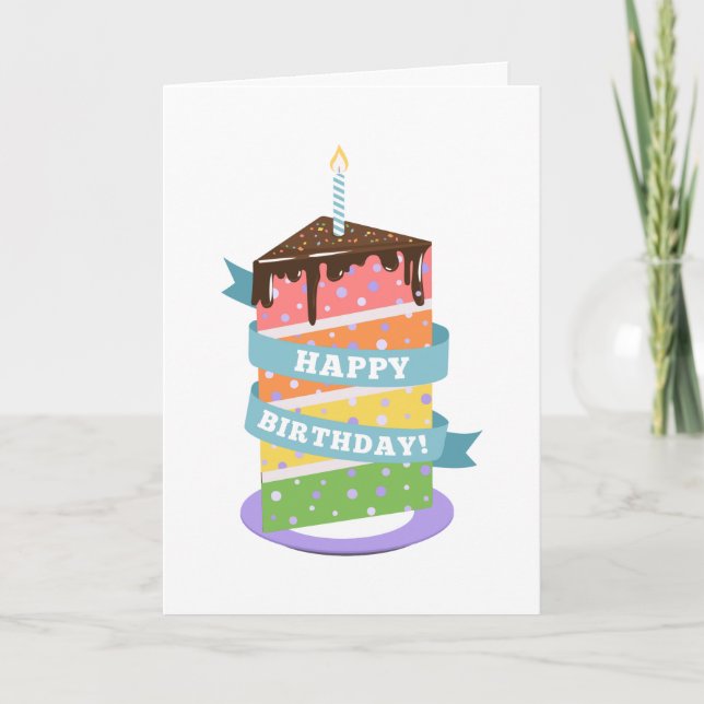 Rainbow Cake Birthday Card (Front)