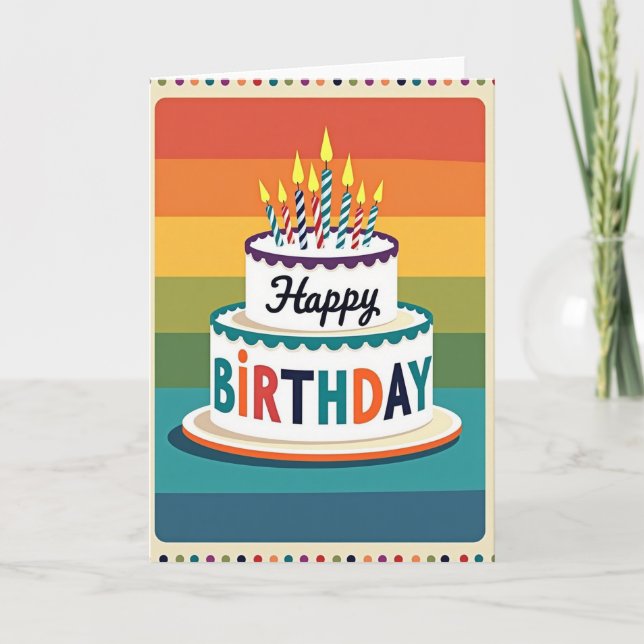 Rainbow Cake Birthday Card (Front)