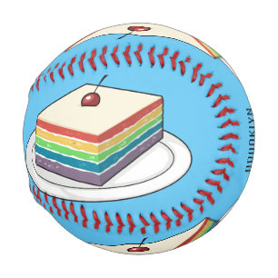 Rainbow cake cartoon illustration baseball