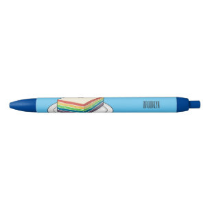 Rainbow cake cartoon illustration  black ink pen