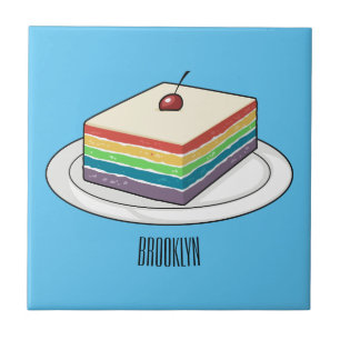 Rainbow cake cartoon illustration ceramic tile