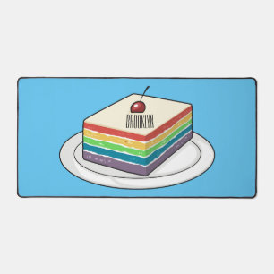 Rainbow cake cartoon illustration desk mat