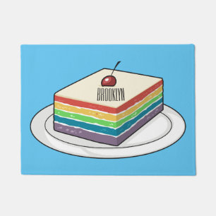 Rainbow cake cartoon illustration  doormat