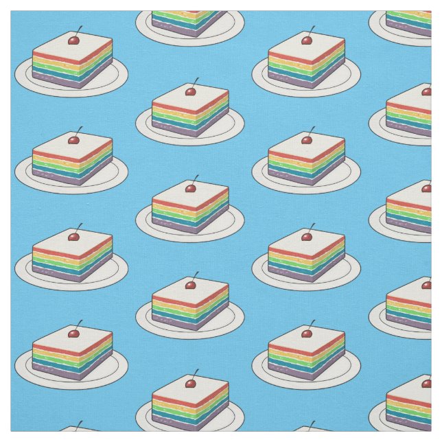 Rainbow cake cartoon illustration fabric (Swatch)