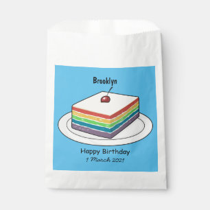 Rainbow cake cartoon illustration favour bag