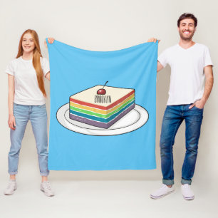 Rainbow cake cartoon illustration  fleece blanket