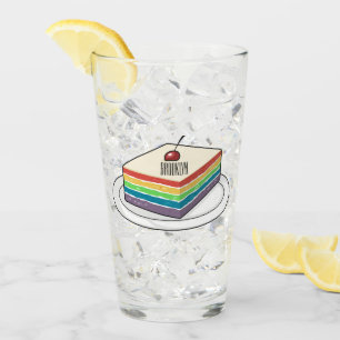 Rainbow cake cartoon illustration glass