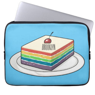 Rainbow cake cartoon illustration  laptop sleeve