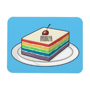 Rainbow cake cartoon illustration magnet