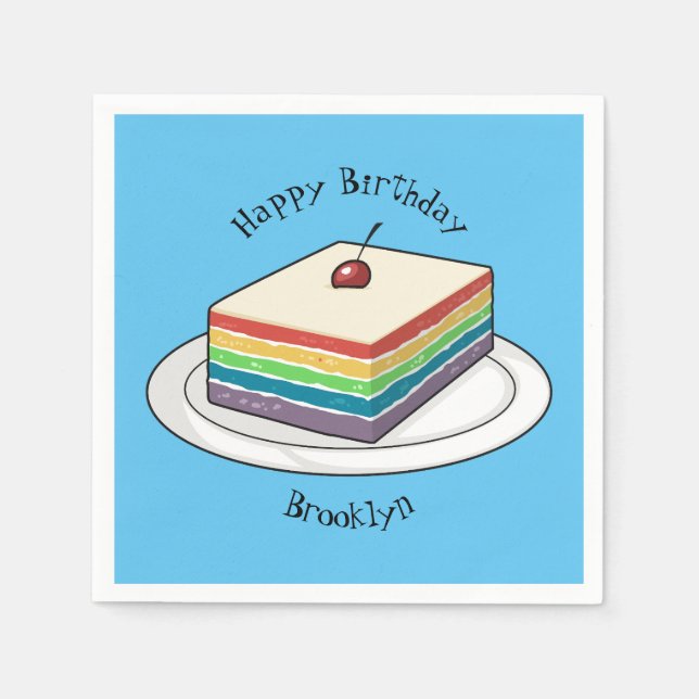 Rainbow cake cartoon illustration  napkin (Front)