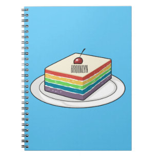 Rainbow cake cartoon illustration  notebook