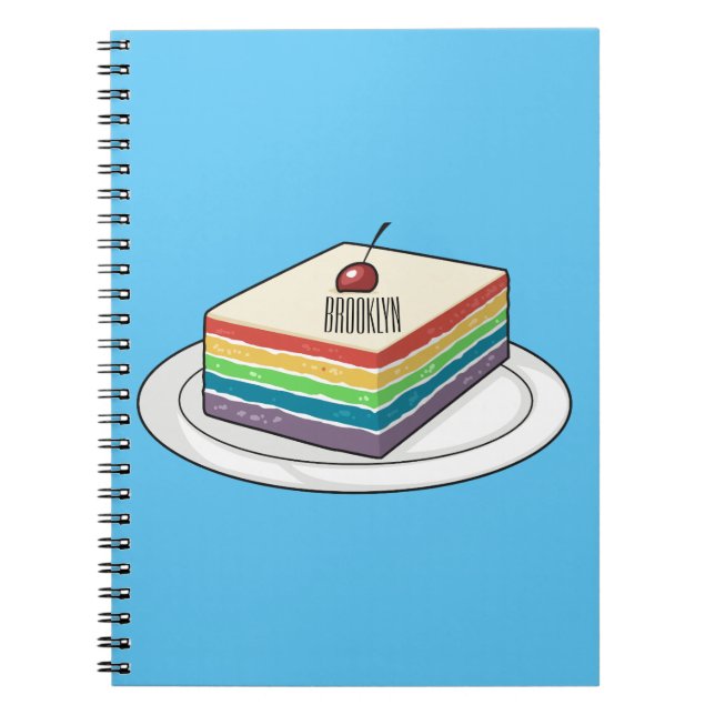Rainbow cake cartoon illustration  notebook (Front)