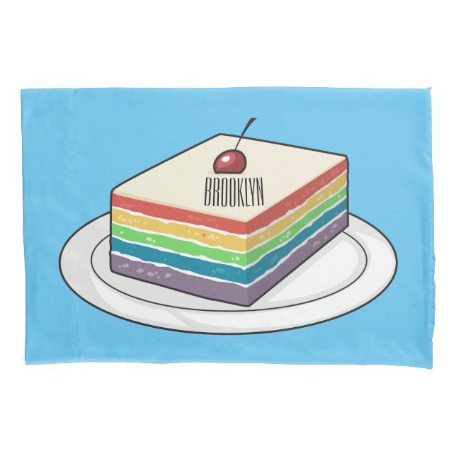 Rainbow cake cartoon illustration  pillowcase (Front)