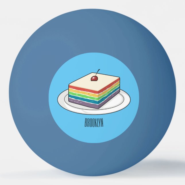Rainbow cake cartoon illustration  ping pong ball (Front)