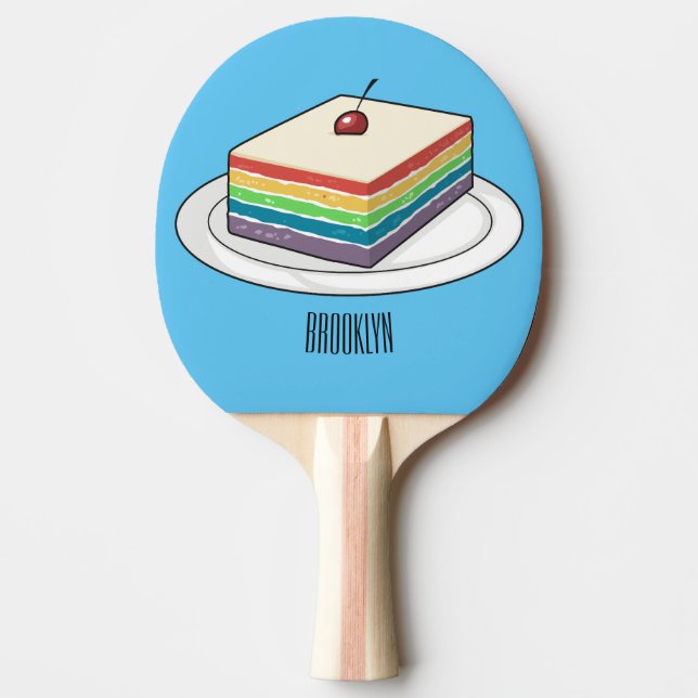 Rainbow cake cartoon illustration  ping pong paddle (Front)