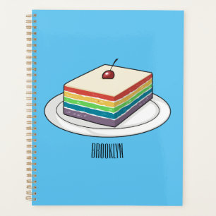Rainbow cake cartoon illustration planner