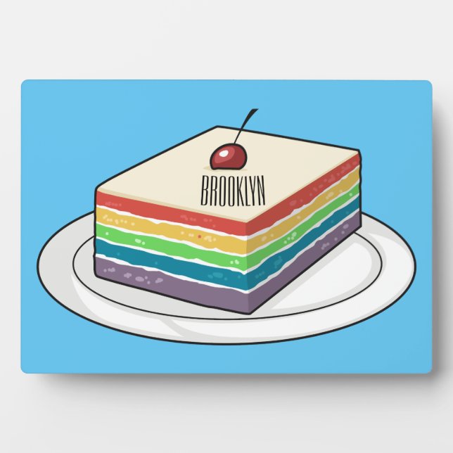 Rainbow cake cartoon illustration  plaque (Front)