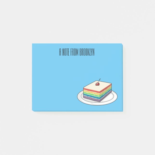 Rainbow cake cartoon illustration  post-it notes (Front)