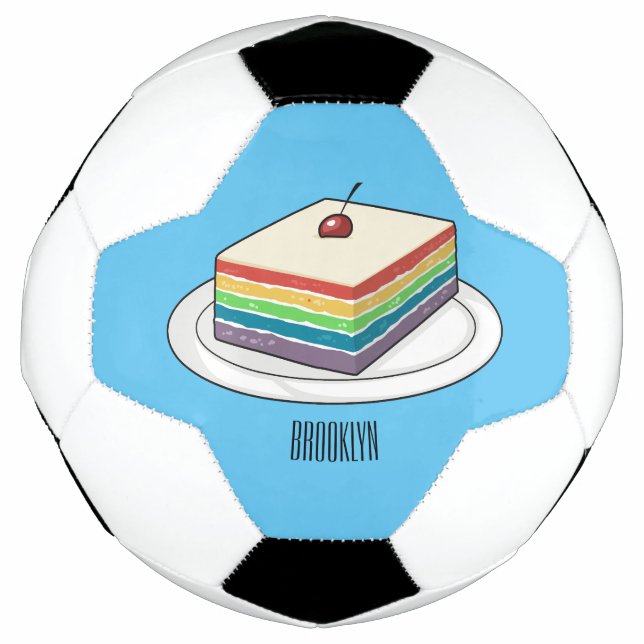Rainbow cake cartoon illustration  soccer ball (Front)