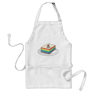 Rainbow cake cartoon illustration  standard apron