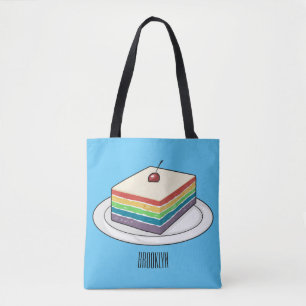 Rainbow cake cartoon illustration tote bag