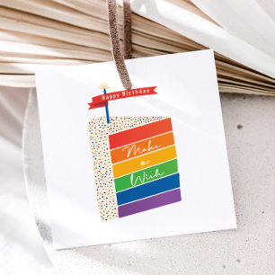 Rainbow Cake Happy Birthday Make a Wish Gift Tags