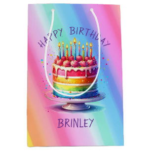 Rainbow Cake Happy Birthday Medium Gift Bag