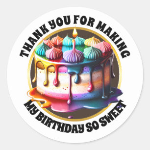 Rainbow cake meringue dessert candy modern kids classic round sticker