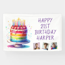 Rainbow Cake Personalised Photo Happy Birthday