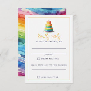 Rainbow Cake RSVP Card