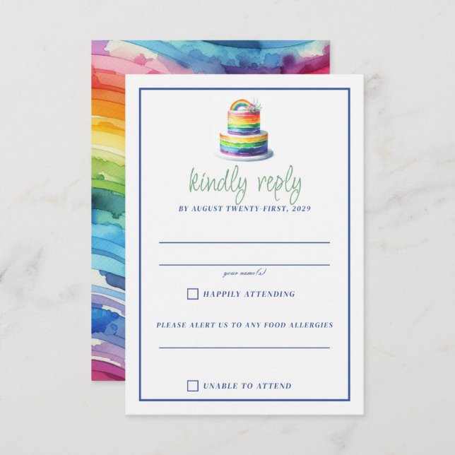 Rainbow Cake RSVP Card (Front/Back)