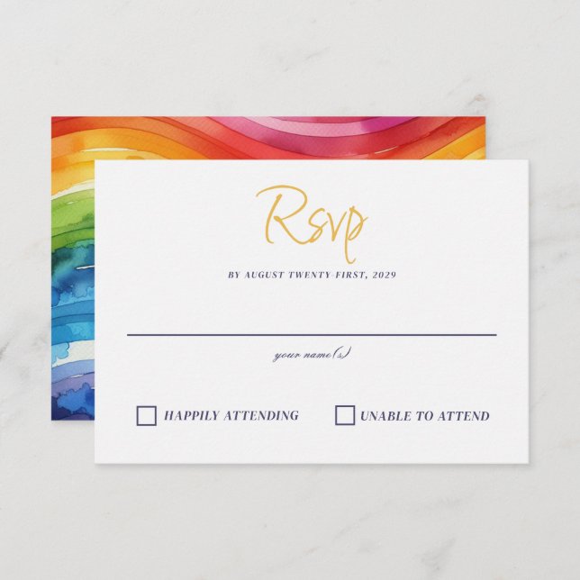Rainbow Cake RSVP Card (Front/Back)