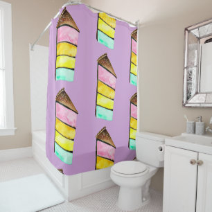 Rainbow Cake watercolor cute Shower Curtain