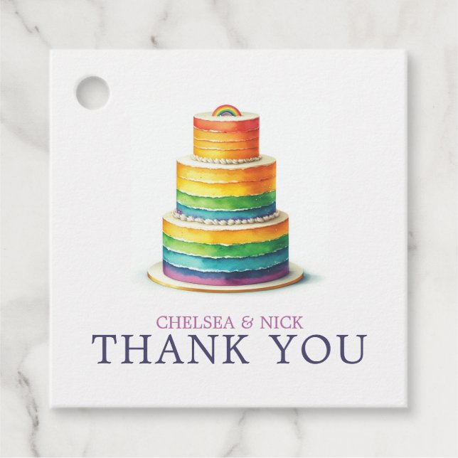 Rainbow Cake Wedding Favour Tags (Front)