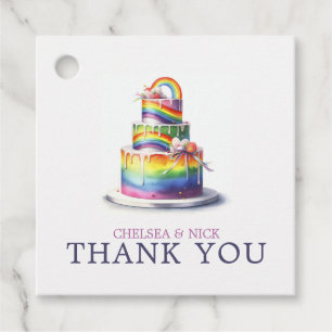 Rainbow Cake Wedding Favour Tags
