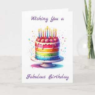 Rainbow Cake Wishing you a Fabulous Birthday Card