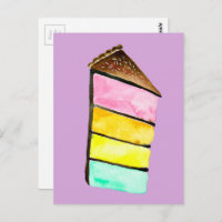 Rainbow cake yum watercolor cute art