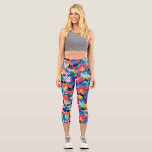 Rainbow Camouflage Capri Leggings