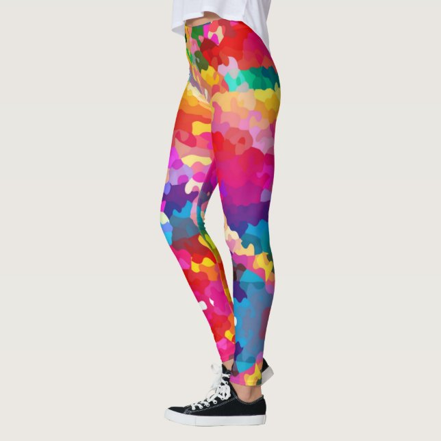 Rainbow Camouflage Leggings - Colourful Pants (Left)