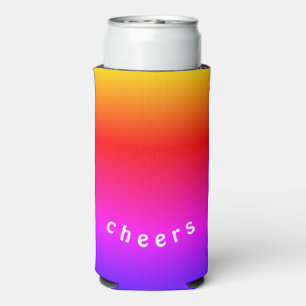 Rainbow Can Cooler Cheers - Custom Text