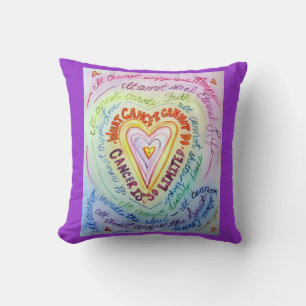 Rainbow Cancer Heart Decorative Throw Pillow