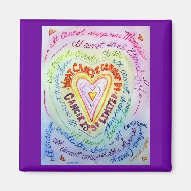 Rainbow Cancer Heart Magnet (Front)