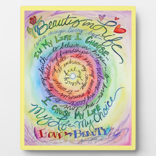 Rainbow Cancer Poem Affirmation Art Plaque (Front)
