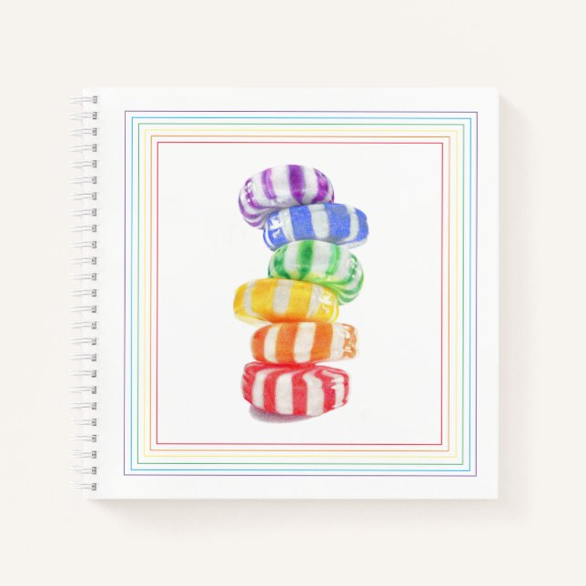 RAINBOW CANDY 8.5x8.5 Spiral Notebook (Front)