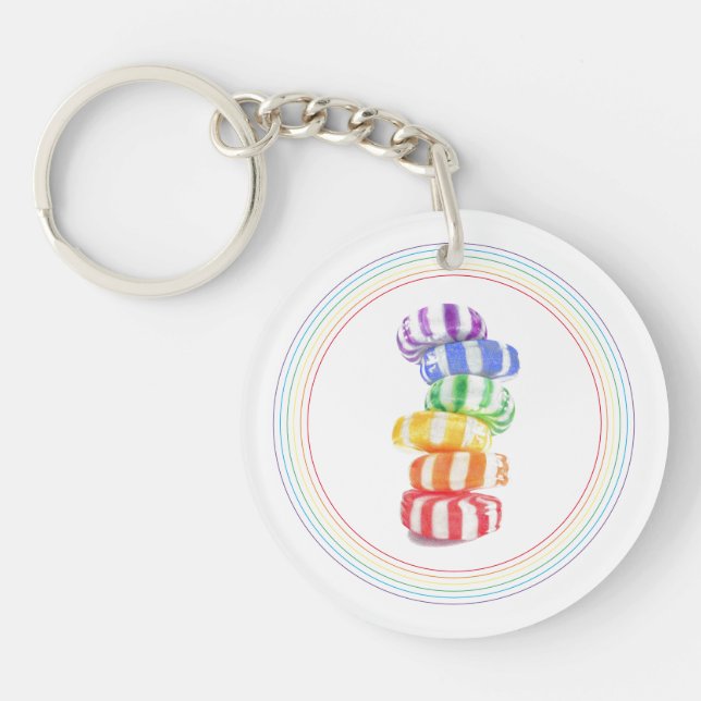 RAINBOW CANDY Acrylic Circle Keychain (Front)