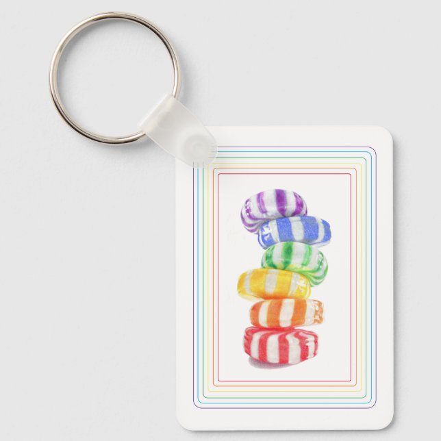 RAINBOW CANDY Aluminium Rectangle Keychain (Front)