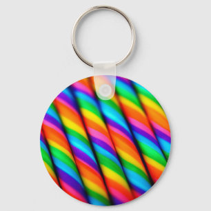 Rainbow Candy Cane Key Ring