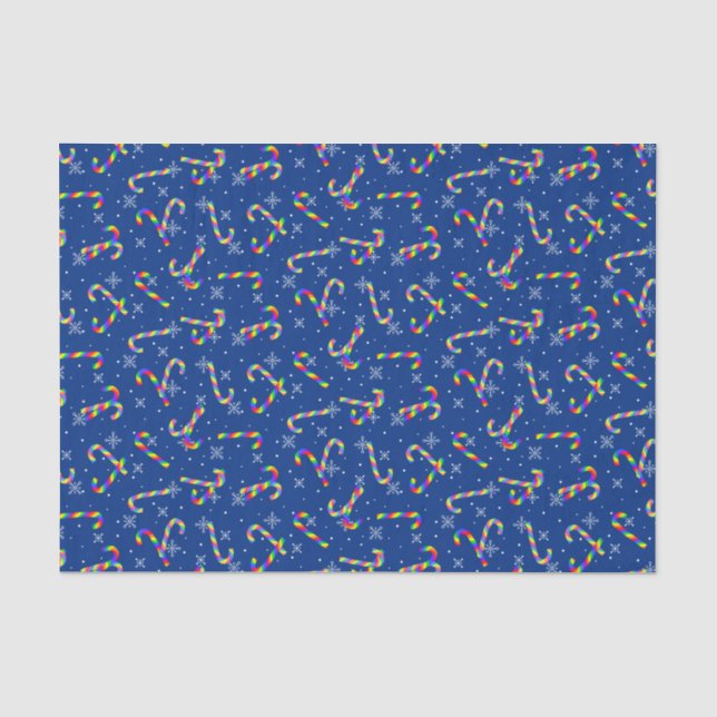 Rainbow Candy Canes Christmas Tissue Paper (Front)