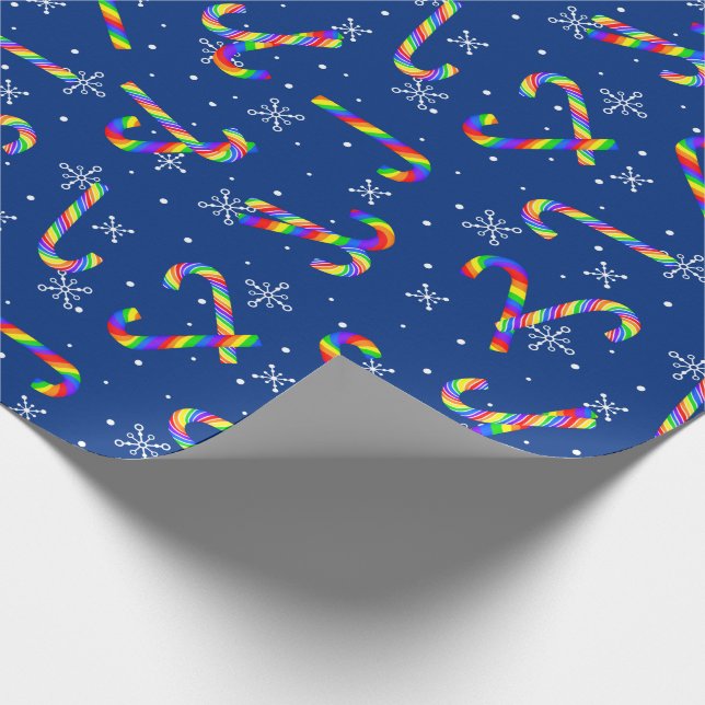 Rainbow Candy Canes Christmas Wrapping Paper (Corner)